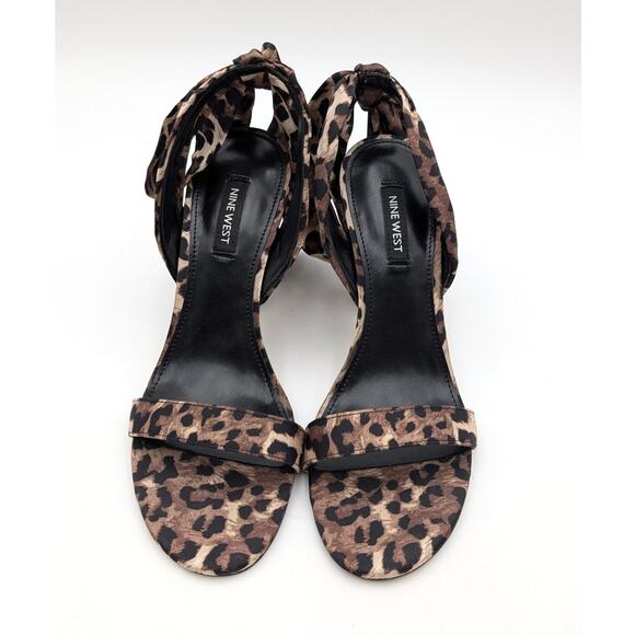 Nine West Kelsie Ankle Wrap Sandal Heeled Open Toe Women's Leopard Size US7.5M - Picture 11 of 11